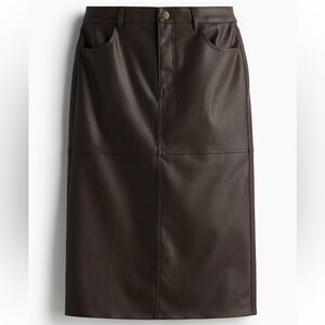NWT H&M Coated Midi Skirt 0
